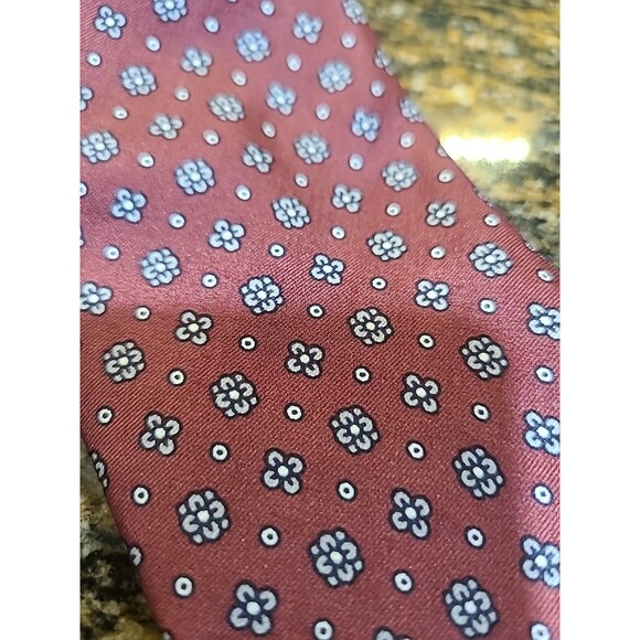 Christian Dior Cravates Necktie Tie Burgundy Geomeric Repp Woven Silk - Picture 2 of 6